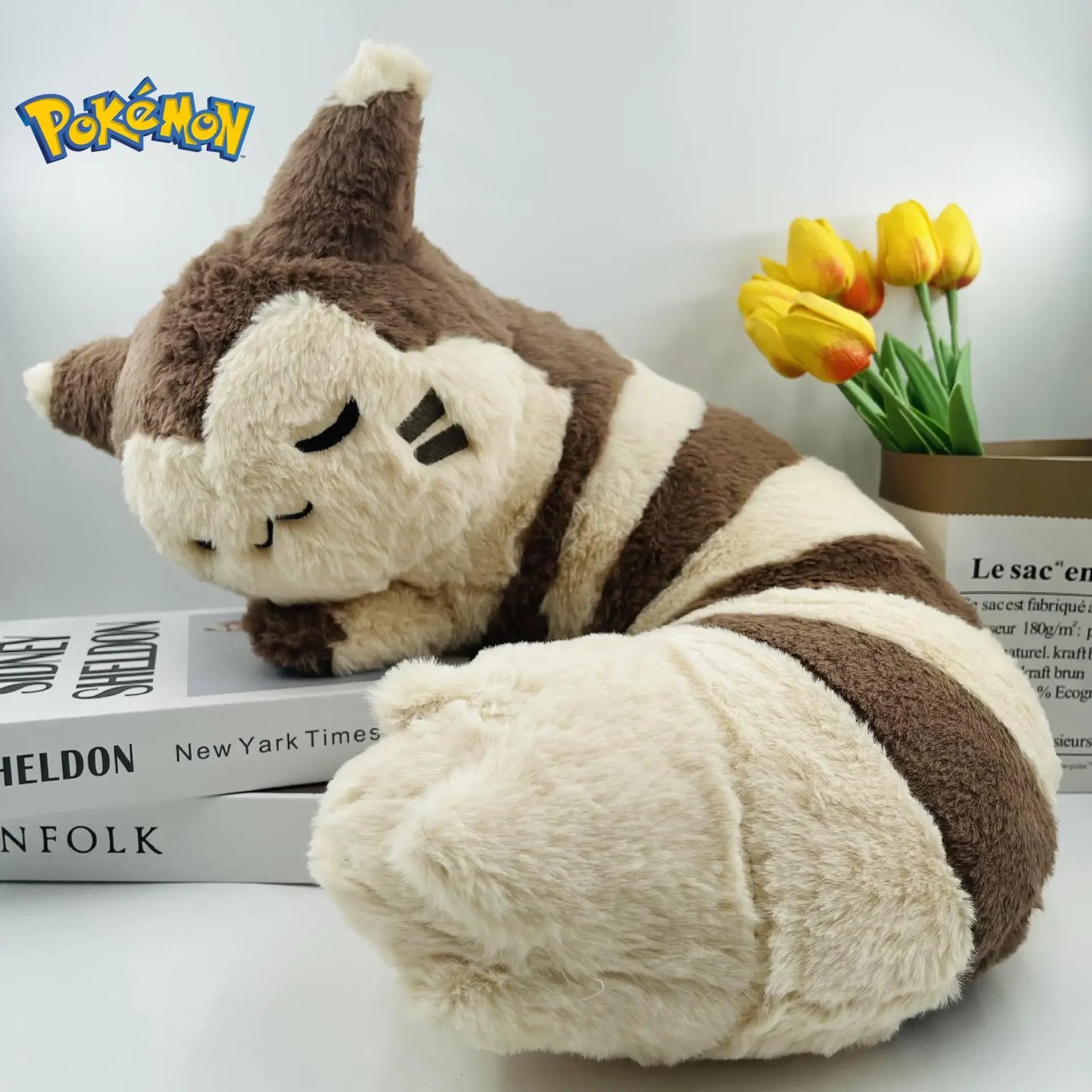45cm Pokemon Furret Plush Toys Kawaii Sleep Furret Plush Doll Soft Stuffed Cartoon Cute Elf Neck Pillow Birthday Gift For Girls