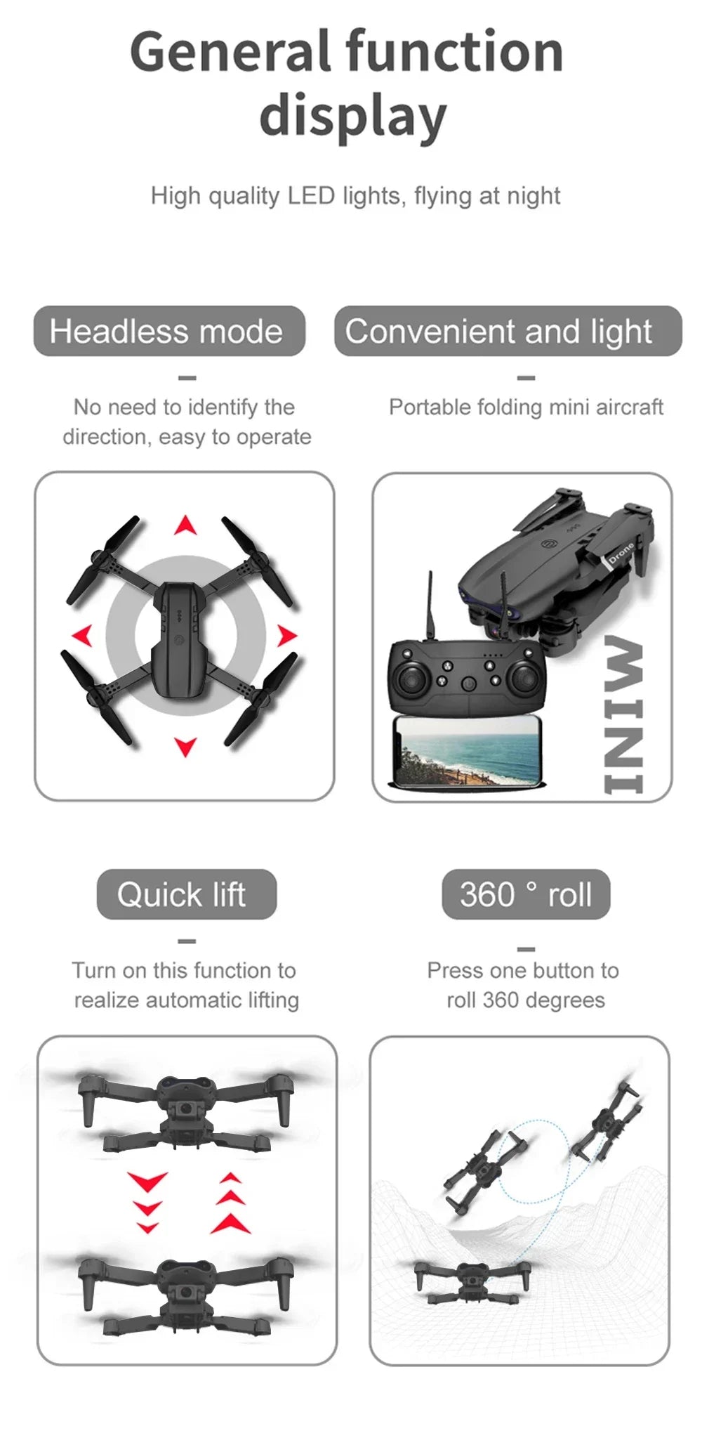 E99 Folding Drone Quadcopter Remote Control Handle Four Axis Aircraft HD 4K Photography UAV Altitude Fixation