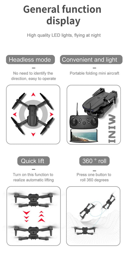 E99 Folding Drone Quadcopter Remote Control Handle Four Axis Aircraft HD 4K Photography UAV Altitude Fixation