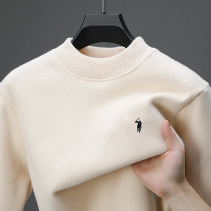 High end designer's new men's round neck fashion brand Paul Pony embroidery luxurious winter plush thick warm knitted pullover