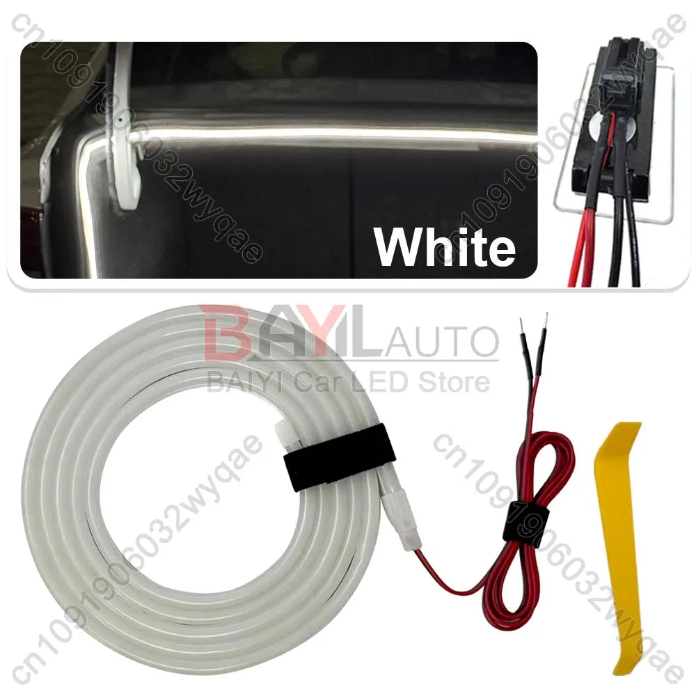 12V LED car atmosphere light, 200cm/420cm Car Universal trunk light bar, DIY can cut car tail lamp brightening Auto Accessories