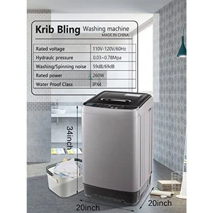 Full Automatic Washing Machine for RV, Camping, Apartment, Dorm: Dark Grey Portable Washer with LED Display, 17.7 lbs Capacity,