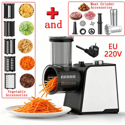 S6B 8 IN 1 Commercial Meat Grinder & Food Processor Sausage Stuffer Meatball Maker Vegetable Slicer Shredder for Kitchen