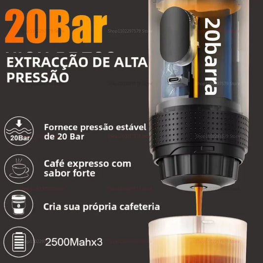 Electric Portable Coffee Machine Portable Italian Espresso Machine for Car & Home 3-in-1 Capsule Powder Travel Coffee Maker