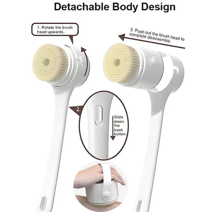 2026 Digital Display Electric Long Handle Bath Brush Automatic Rotating Back Scrubber USB Rechargeable Body Exfoliating Mud Remo