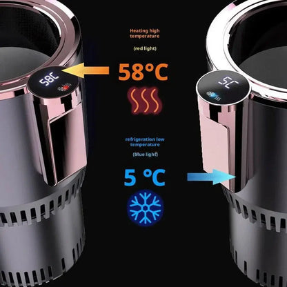 Smart 12V Portable Mini Can Fridge Cooler & Warmer, 2-in-1 Single Cup Holder Chiller for Car & Office Desk Travel Mug Heater