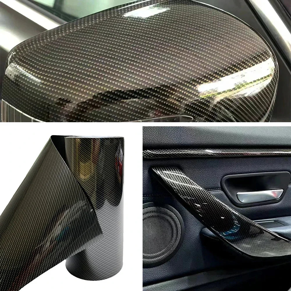 Glossy Matte Carbon Fiber Vinyl Car Wrap Films Bubble Free for Car Sticker Laptop Skin Phone Cover Motorcycle Vehicle Decal