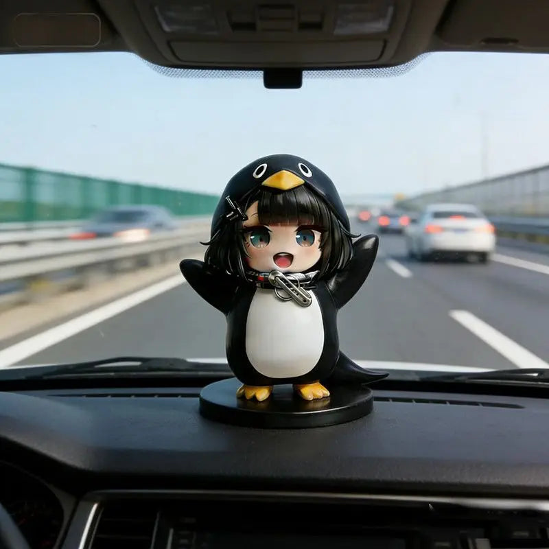 Guguga Little Penguin PVC Figure Cute Car Dashboard Decor Anime Collection Birthday Gift Kawaii Office Desk Toy Home Decor