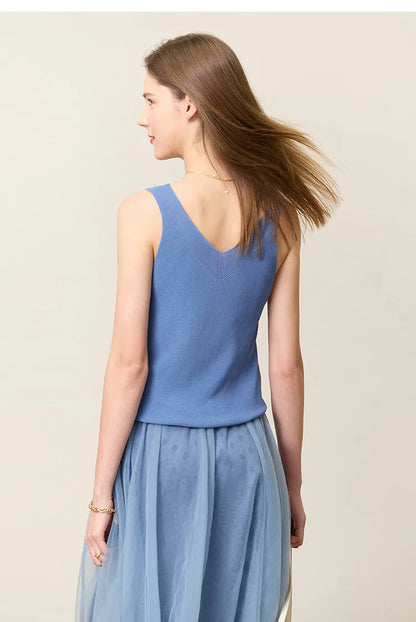 Amii Women's Tank Top 2026 Summer New Solid Color Slim Fit Sleeveless Vest Casual Layering V-Neck Camisole For Women 12642062