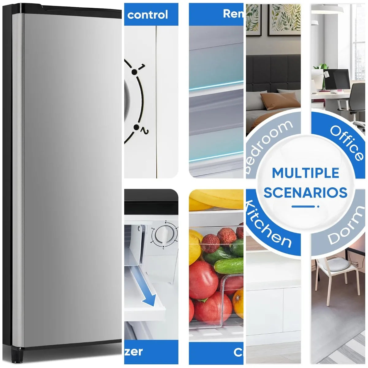 Mini Fridge with Freezer 3.2 Cu.Ft Small Refrigerator for Office, Dorm, Small Fridge with Adjustable