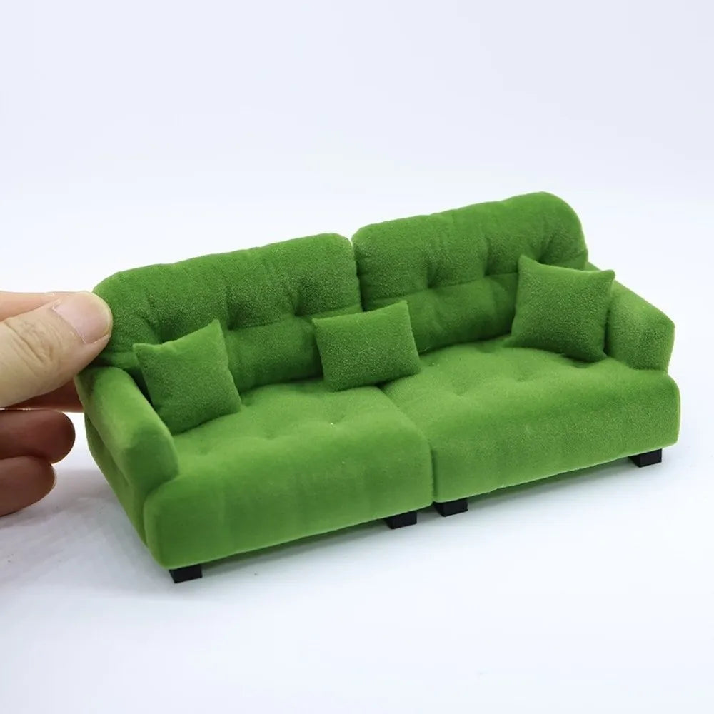 New 1:12 1:20 1:30 Flocking Sofa Model Simulation Dollhouse Decoration Living Room Furniture Mini Sofa House Accessories