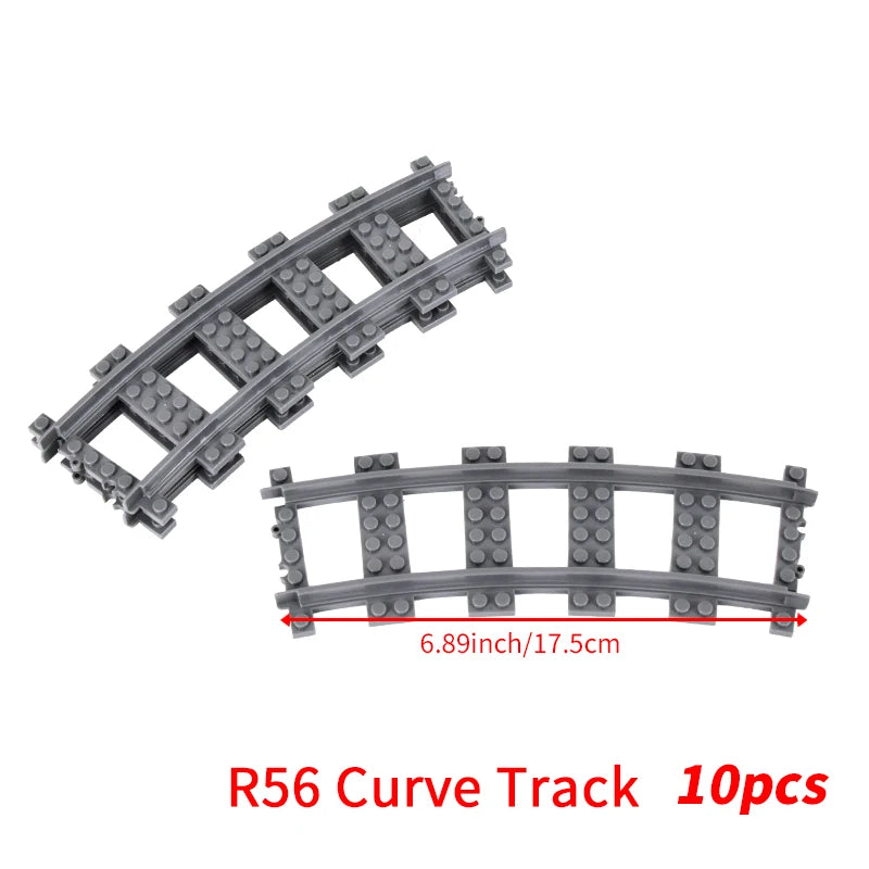 MOC City Bricks Train Flexible Construction Parts Railway Curve Track R104 Building Blocks Model Accessories Compatible 53401