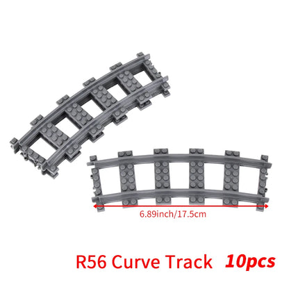 MOC City Bricks Train Flexible Construction Parts Railway Curve Track R104 Building Blocks Model Accessories Compatible 53401