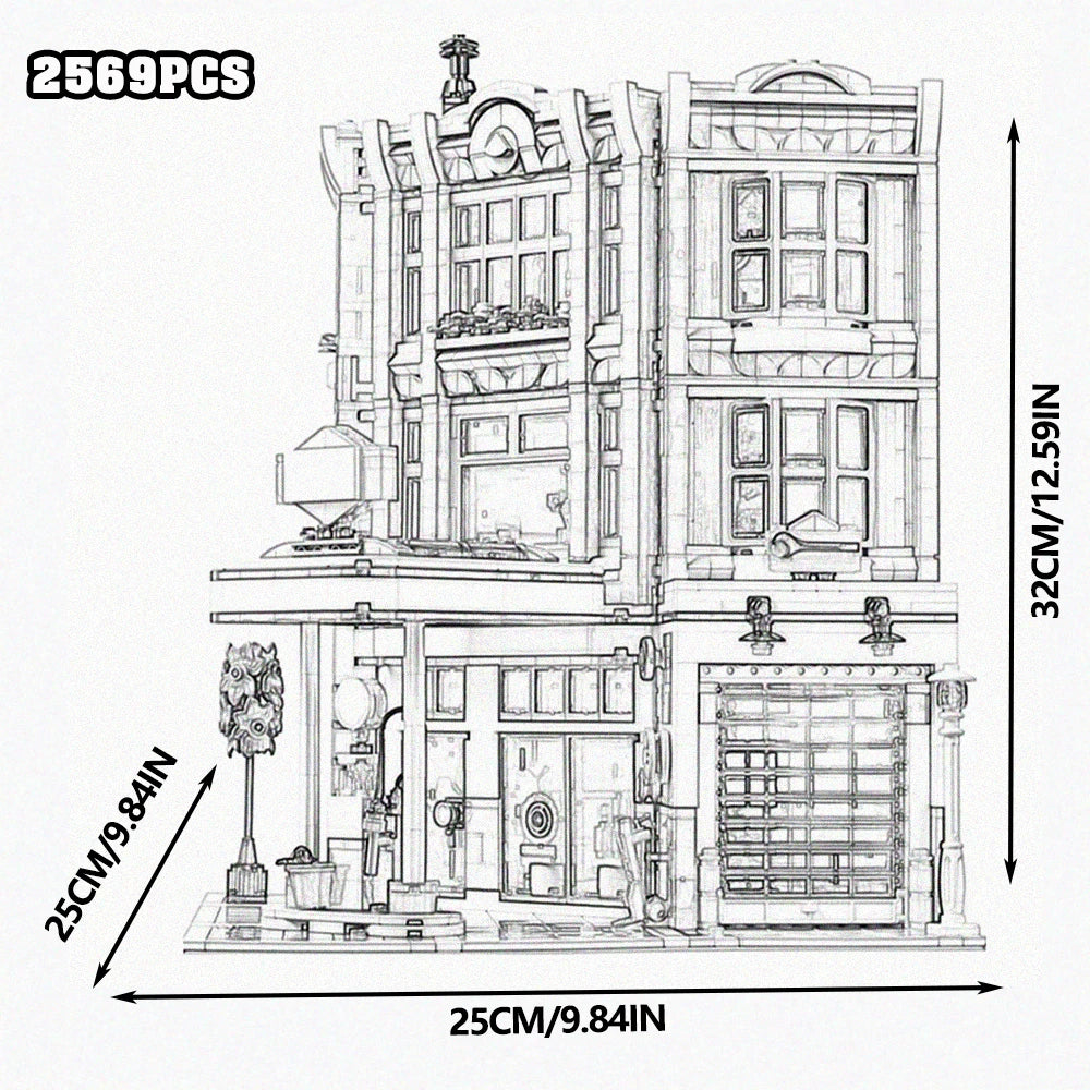 Creative Expert Bank Cafe Corner MOC Building Blocks City Model Bricks Dinner Bookstore Assembly Set Street View Toy Gifts Decor