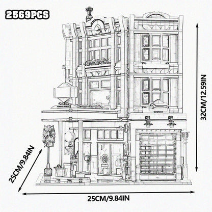 Creative Expert Bank Cafe Corner MOC Building Blocks City Model Bricks Dinner Bookstore Assembly Set Street View Toy Gifts Decor