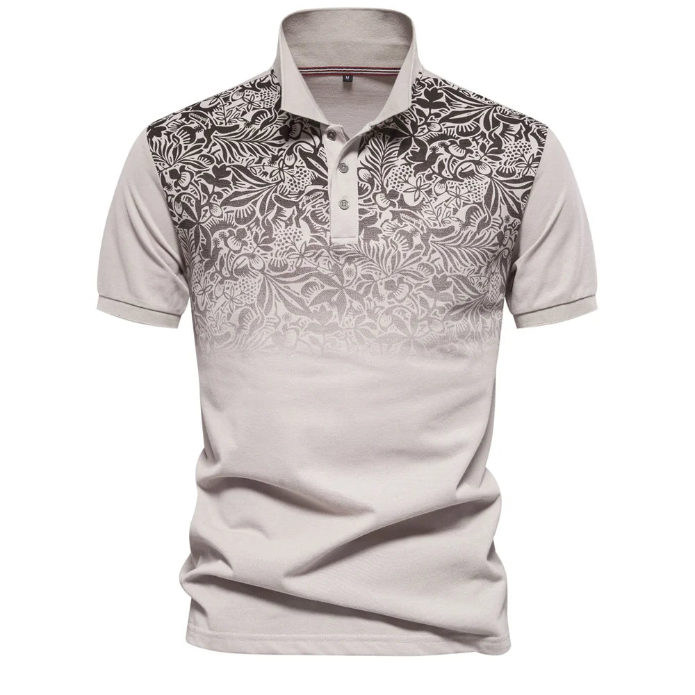 AIOPESON Men's Short Sleeve Polo Shirt, Gradient Printed, Cotton Blend, Summer Fashion, New Design