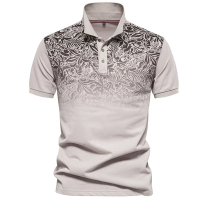 AIOPESON Men's Short Sleeve Polo Shirt, Gradient Printed, Cotton Blend, Summer Fashion, New Design