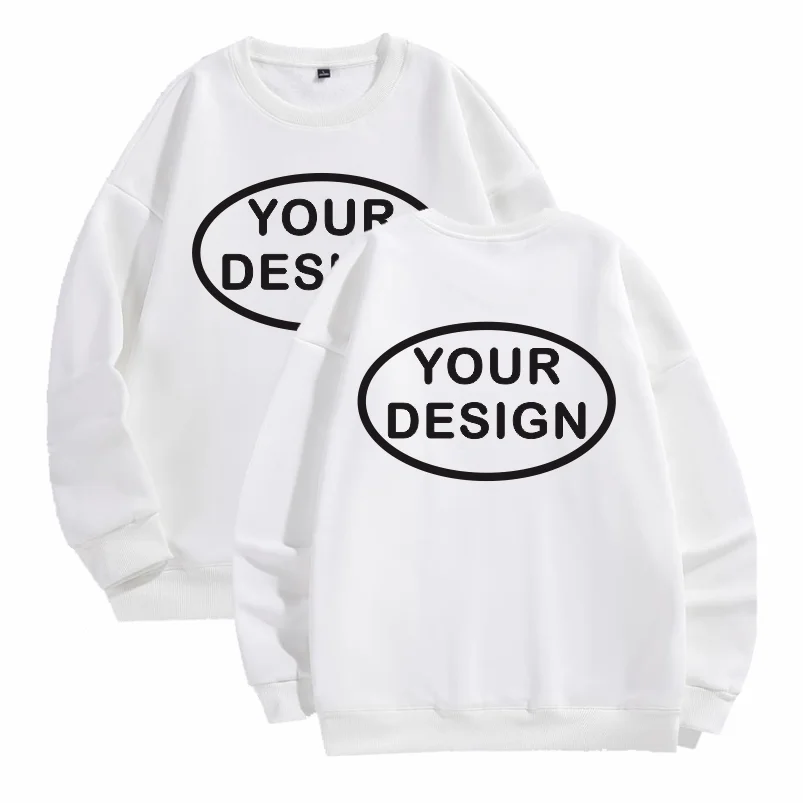 Customized Thick Winter Loose Sports Shirt With Printed Embroidery LOGO Round Neck Hoodie Personal Company Work Uniform