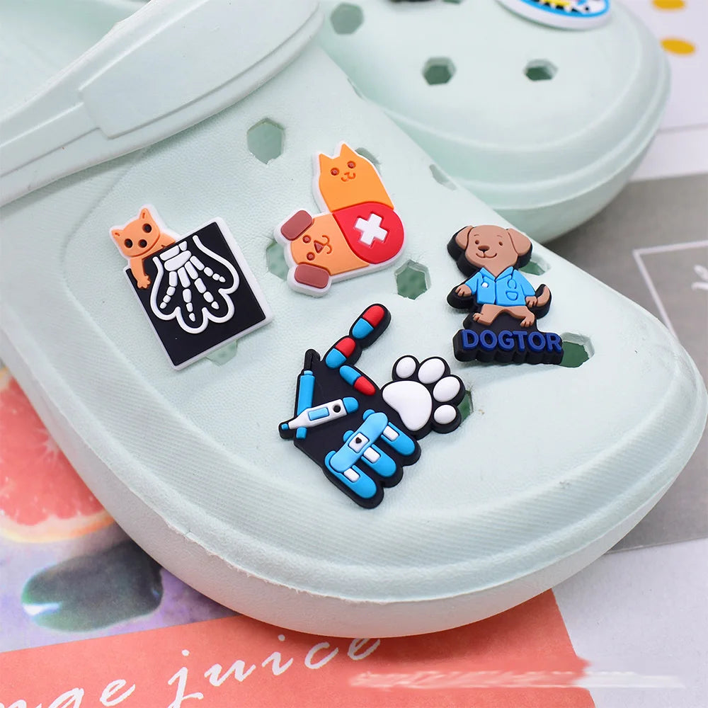 Pet hospital veterinarian Love dogs Shoes Charms DIY PVC Shoe bag Accessories Forenthusiasts Wristband Kids Party X-mas Gifts