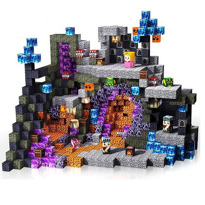 Magnetic Building Blocks Mine World Magnetic Forest House Brick Cube Toys Set STEM Sensory 160PCS Best Gift for 3+ Boy Girl Kid