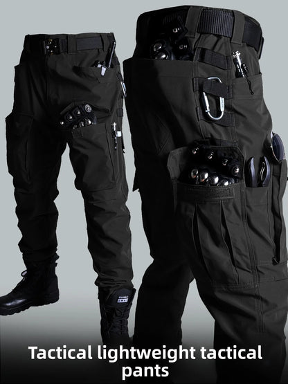Black American Style Outdoor Training Pants Quick Dry Tactical Multi Pocket Men's Waterproof Wear Resistant Cargo Pants