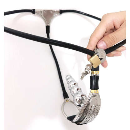 LILUPLAY Female Invisible Chastity Belt Stainless Steel Adjustable BDSM Slave Underwear with Vaginal Plug