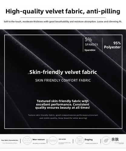 Slim Fit Velvet Wide Leg Pants Winter New Style plus Size Warm Fleece High Waist Elastic Korean Velvet Pants for Women