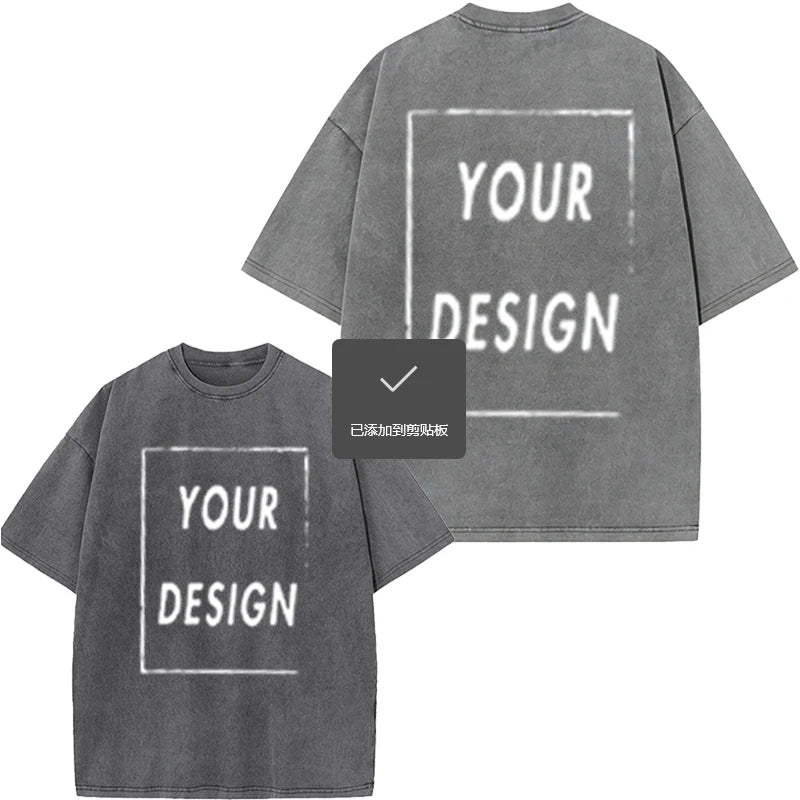 Men's and Women's Cotton Washed T-Shirt Custom Printed T-Shirt 230G Top DIY Your Favorite Pattern or Logo Fashionable Custom Top