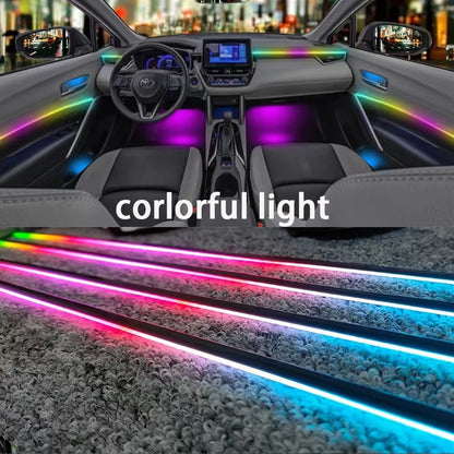 10/14/18 in 1 Led Car Ambient Lights 213 64 Color RGB Symphony Streamer Bluetooth Rainbow Acrylic Strips Atmosphere Lamp Kit 12V