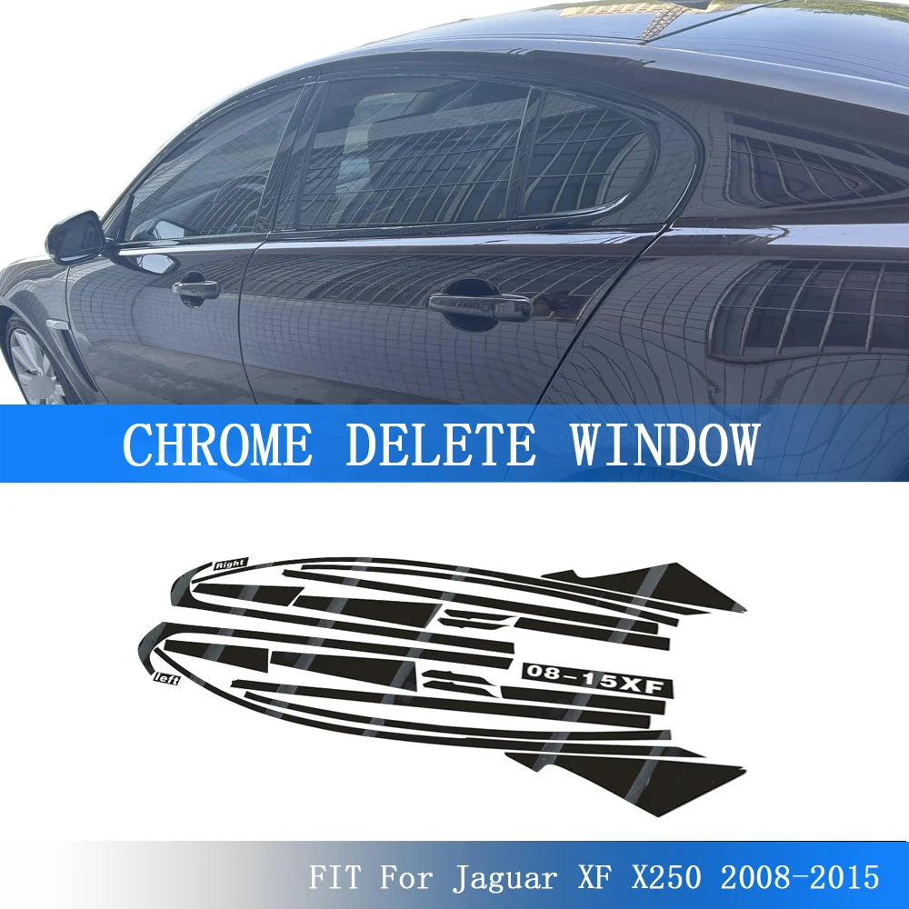 Glossy Black PVC Car Window Decorative Strip Sticker for Jaguar XF X250 2008-2015 Exterior Protection Accessory