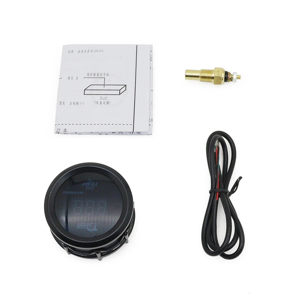52mm Boost Gauge/Water Temp/Oil Temp/Oil Press/Voltage/Tachometer Gauge Digital Red led Black Case