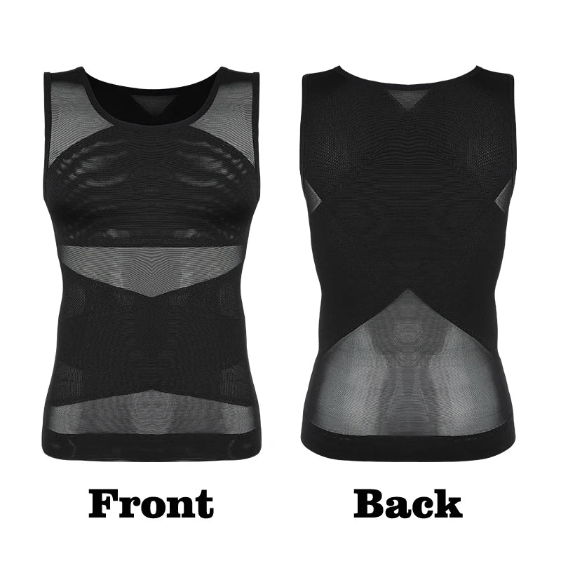 Men Body Toning Vest Slimming Body Shaper Corrective Posture Belly Control Compression Shirt Modeling Underwear Corset