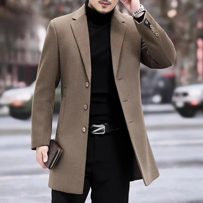 QYLVAWOY Man Jacket Double-faced Woolen New Autumn Winter Jackets Mid-Length Trench Coat Slim-fit Clothes for Man High Quality