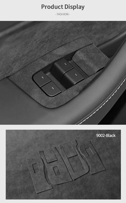 Top Suede For Tesla Model 3(2019-2023) Model Y(2019-2024) Car Window Control Panel Button Trim Sticker Interior Tuning Accessory
