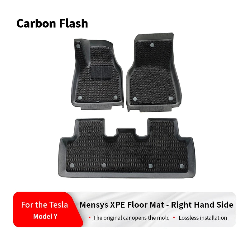 Suitable for Tesla 2021-2024 Model Y Meniscus XPE Floor Mats (Right-Hand Drive, Large Panel with Pedals) Automotive Floor Mats
