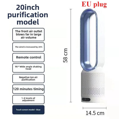 4 Colors Bladeless Fan - 3-in-1 Air Cooling & Purification Fan, Silent Touch Control Tower Fan for Indoor Use