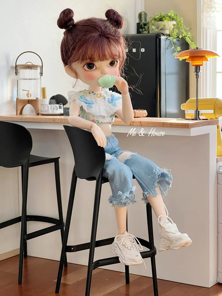 2pcs Mini Bar High Dining Chair Model 1/6 Kitchen Dollhouse Furniture Accessories OB11 BJD Lol Blyth GSC Dolls Miniatures Toys