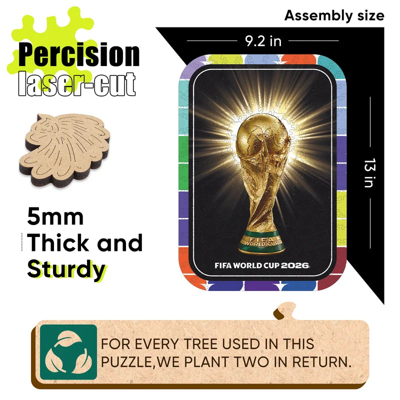 2026 FIFA World Cup Golden Trophy Wooden Puzzle 200 Pieces Laser Cut Adult Puzzle Toy Home Decor Football Fans Gifts Souvenir