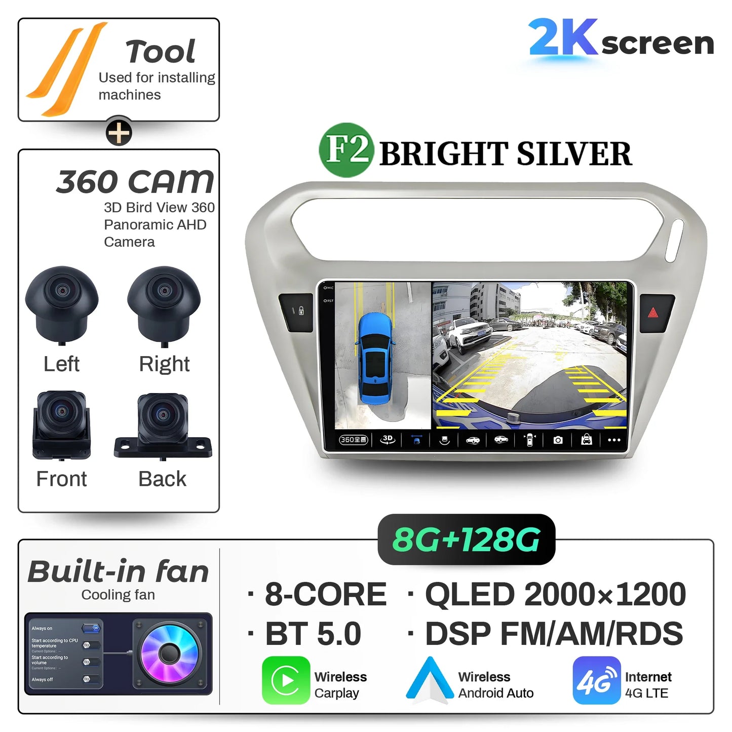 9" Car Radio For Peugeot 301 Citroen Elysee 2013-2018 Android 16 Wireless BT Carplay Multimedia Navigation Touch 2K QLED Screen