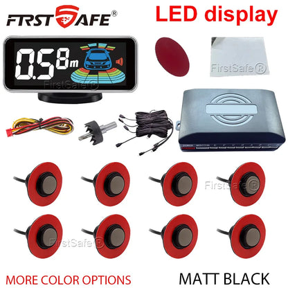 Multi Radar Parking Sensor Kit Backlight LED Display Multi Language Voice Reverse Detector 6/8 Sensors Universal Auto Safety