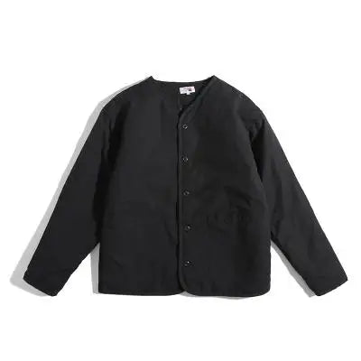 Men's Winter Thickened Cotton Jacket Lightweight Warm Retro Loose Casual V-Neck Cotton Coat Polyester Fiber Fill Regular Sleeve