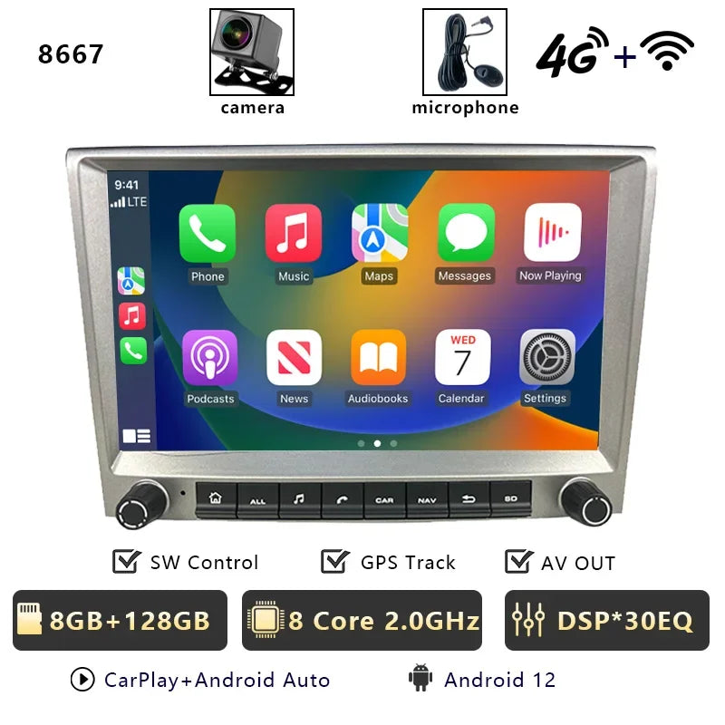 CHSTEK Car Radio Wireless Carplay Qualcomm for Porsche 911 997 Boxster Cayman 987 Auto Android 13 Multimedia Player Navigation