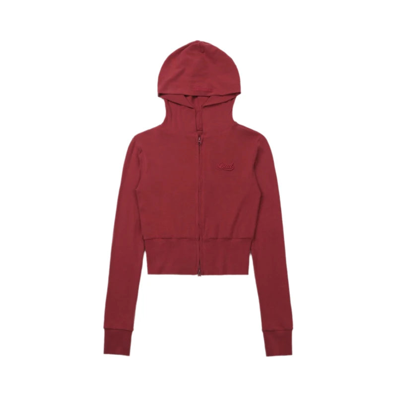 American Style Slim Fit Hoodie Embroidered Zipper Jacket Women Casual Versatile Autumn Outerwear Long Sleeve Short Length