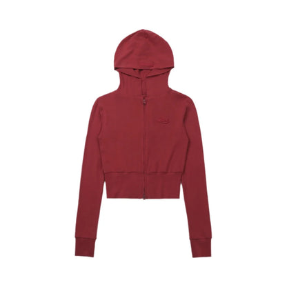 American Style Slim Fit Hoodie Embroidered Zipper Jacket Women Casual Versatile Autumn Outerwear Long Sleeve Short Length