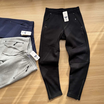 Men's Winter Thickened Fleece Lined Relaxed Fit Straight Leg Zipper Pants Casual Fashion Urban Style Youth Autumn Winter Trou...