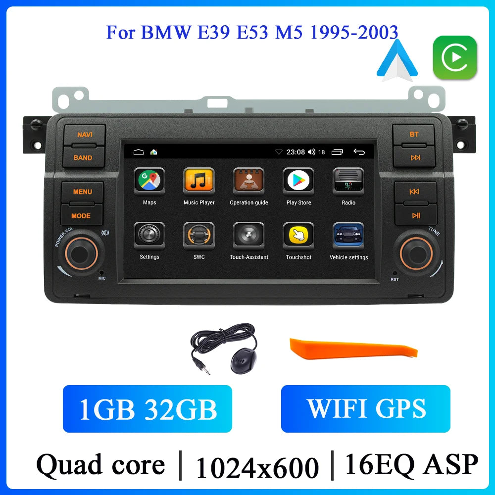 BQCC 7 Inch Android 13 Quad/Octa Core Carplay car Radio WIFI GPS 4G car stereo Navigation player MirrorlinkFor Bmw E46 1998-2006