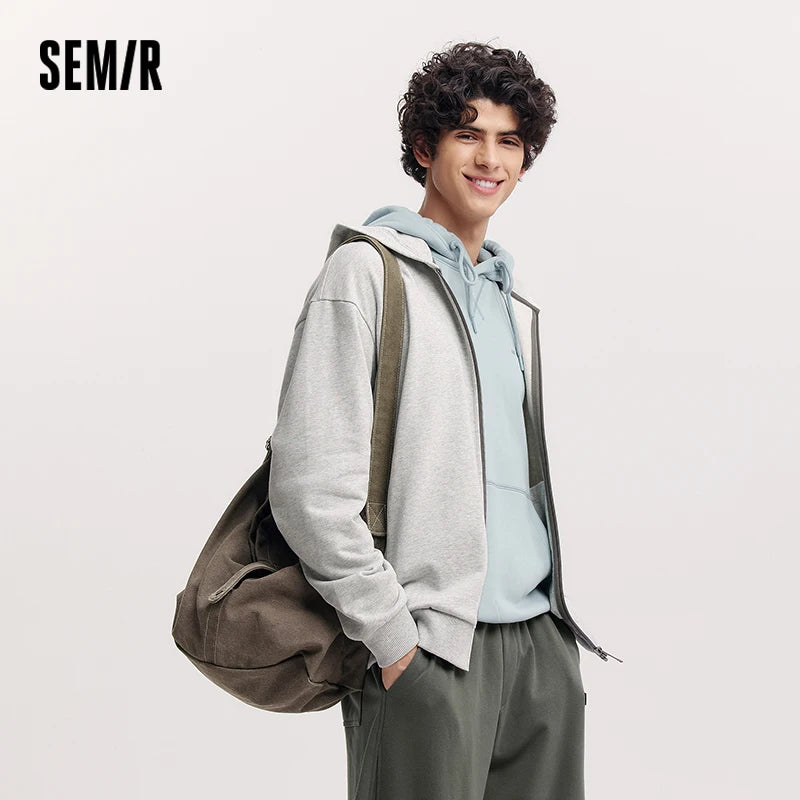 Semir Jacket Men Hooded Cardigan Coat Couple 2025 New Spring Casual Outfit Minimalist and Versatile for Daily Wear