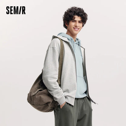 Semir Jacket Men Hooded Cardigan Coat Couple 2025 New Spring Casual Outfit Minimalist and Versatile for Daily Wear