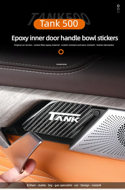 For Great Wall Tank 500 Inner Door Bowl Patch Protective Patch Carbon Fiber Decorative Patch Automotive Interior Supplies