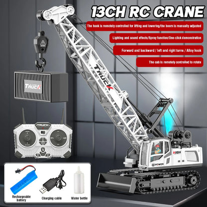 RC Crane Tractor 2.4G 15/13/11/9CH Children Electric Alloy Arm Remote Control Truck Engineering Vehicle Electric Spray Xmas Gift